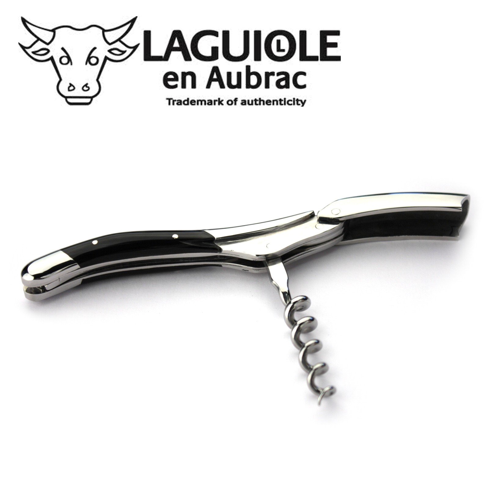 Laguiole en Aubrac Kellnermesser Büffelhorn Edelstahl glänzend SOM99BUI Sommelierbesteck