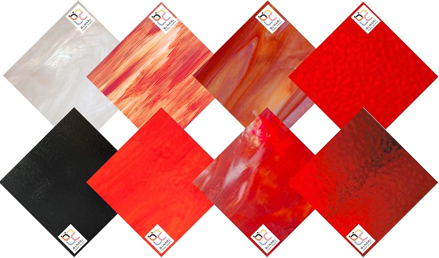 Wissmach 8 Sheet Red Gradient Stained Glass Pack and Mosaic Glass (8"x6") by BiNARi Glass Studio