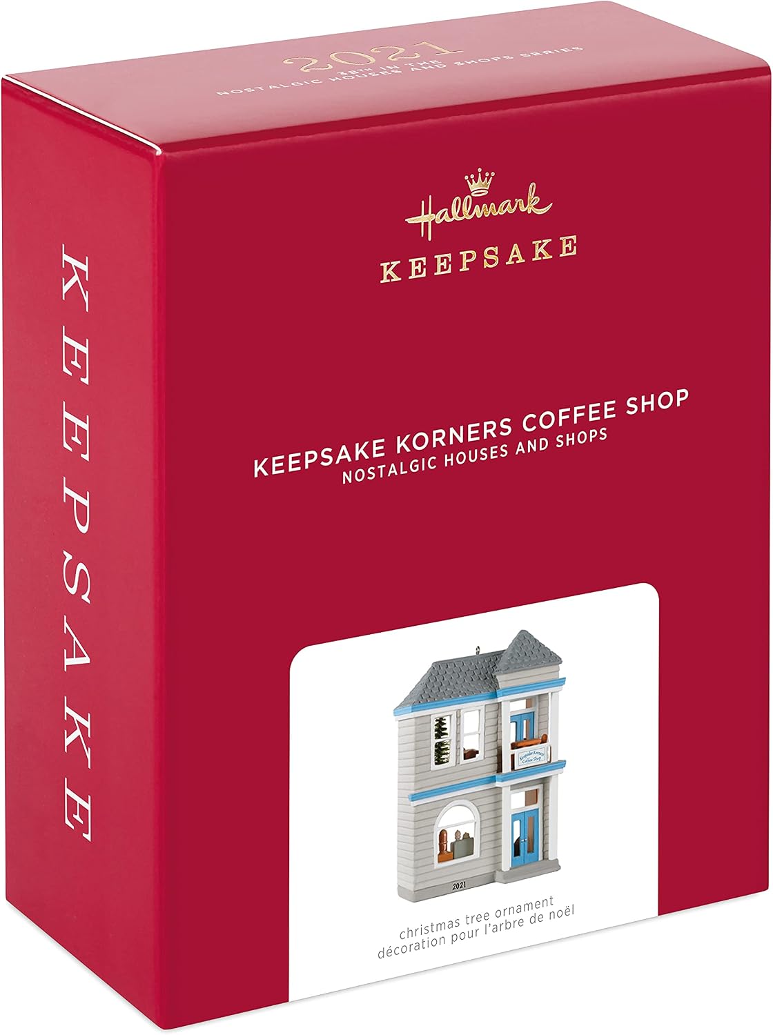 Hallmark Keepsake Christmas Ornament,Plastic Year Dated 2021, Nostalgic Houses and Shops Keepsake Korners Coffee Shop