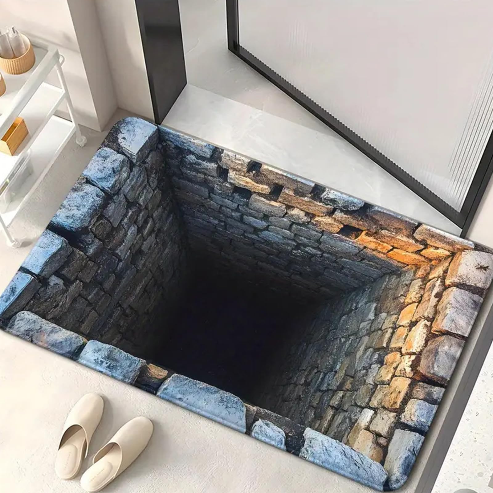 acsewater Front Door Mat Indoor Outdoor Entrance, Optical Illusion Funny 3D Rug Creative Personalized Doormat, Washable Vortex Illusion Floor Mat
