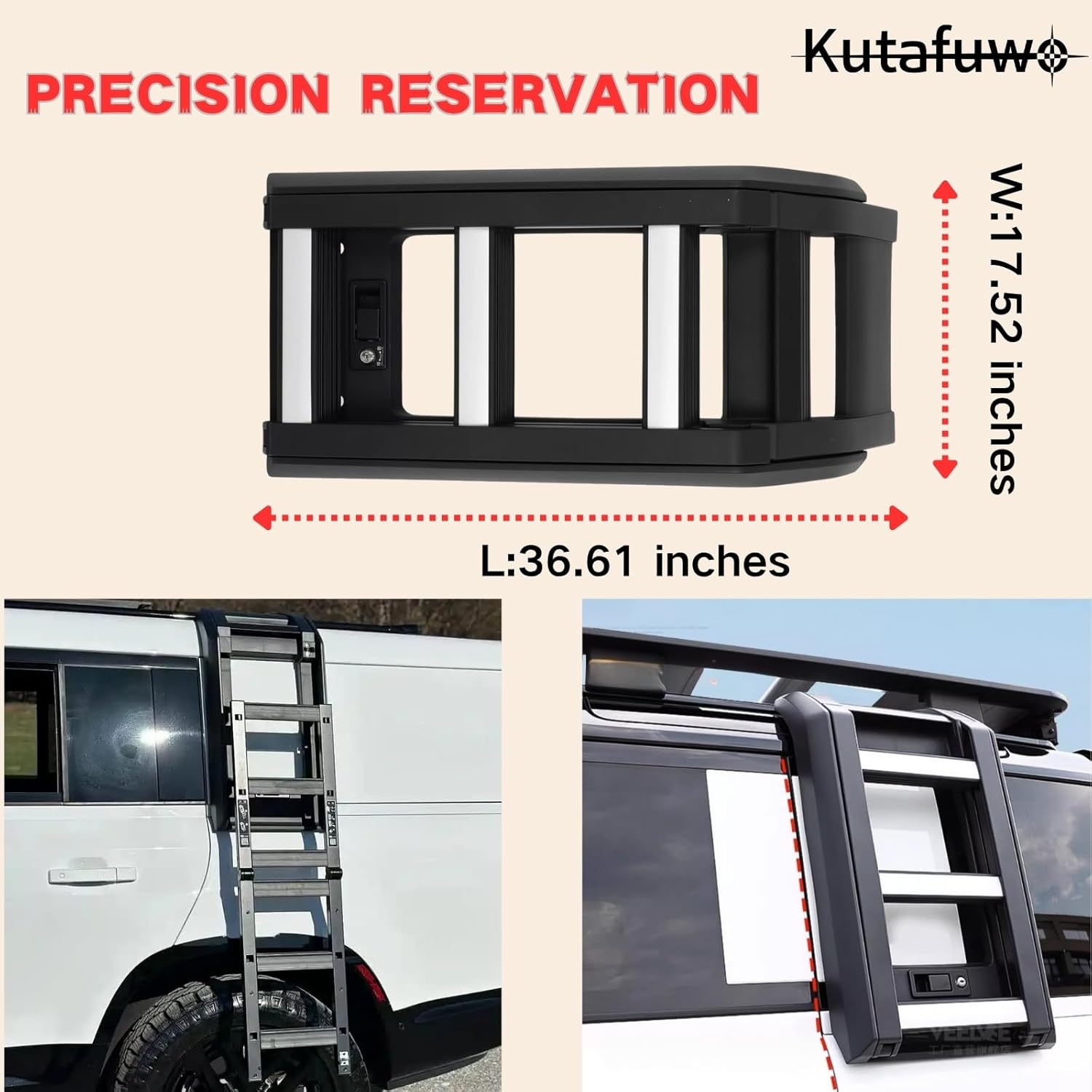 Lockable and Retractable Side Roof Rack Access Ladder Fits for Land Rover Defender 90 110 130 2020 2021 2022 2023 2024 2025 2026,Provide Trim Installation without Damage,Quick-Release (Silver + Black)