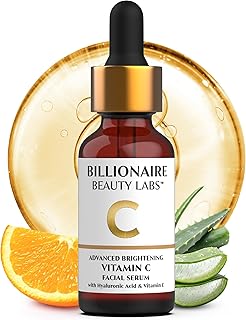 Billionaire Beauty Labs Vitamin C Serum for Face - Anti Aging Brightening Serum with Hyaluronic Acid & Vitamin E - Hydrating Facial Serum for Radiance, Fine Lines & Wrinkles - Made in USA 2 fl oz