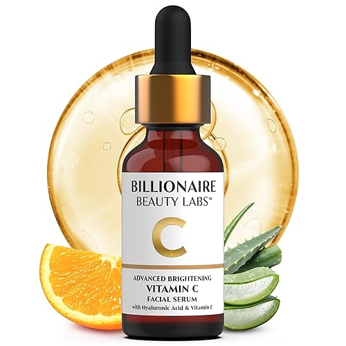 Billionaire Beauty Labs Suero de vitamina C para rostro con ácido hialurónico, vitamina E y extractos botánicos, suero facial avanzado de vitamina C