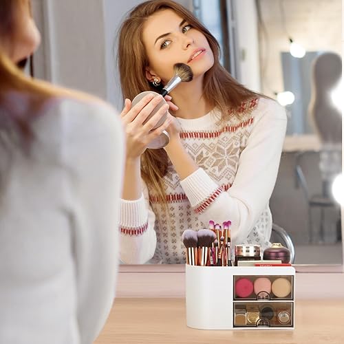 Miniatura 6 de LETURE Organizador de escritorio de suministros de oficina con soporte para lápices y cajón para accesorios de escritorio, tarjeta