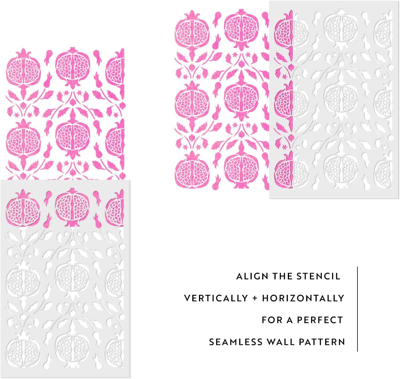 Pomegranate Pattern Wall Stencil - DIY Home Decor Project Ideas