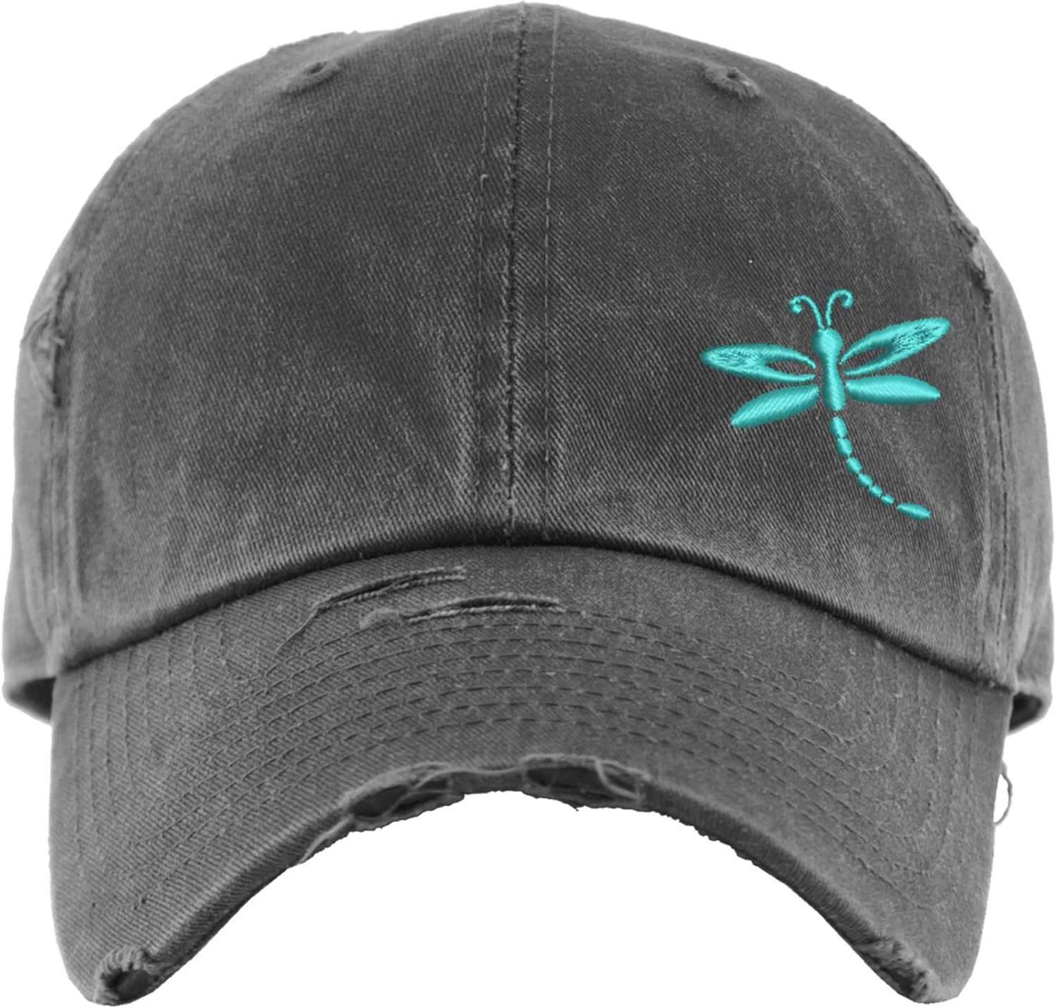 Dragonfly Hat | Distressed Baseball Cap or Ponytail Hat | Custom Embroidered, Cute Vacation Hat
