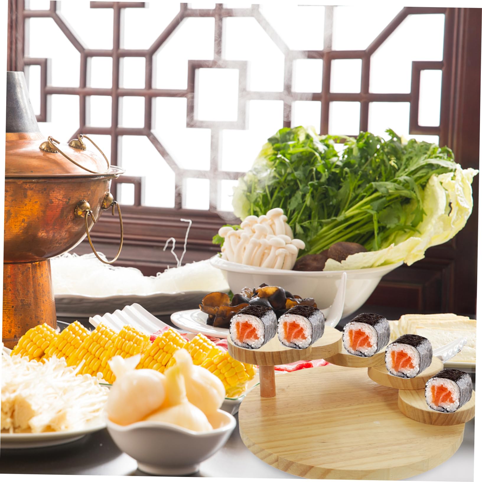 Cabilock Vassoio Rotante in per Sushi e Sashimi Piatto Decorativo Giapponesi per Ristoranti e Bar Accessorio Unico per Sushi e Carne