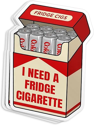 (3Pcs-2") I Need A Fridge Cigarette Sticker Funny Fridge Cigs Drinking Saying Meme Diet Humor Quote Die-Cut Waterproof Vinyl Sticker for Laptop Water Bottle Phone Kindle Decal Stuff Gifts 2 Inches