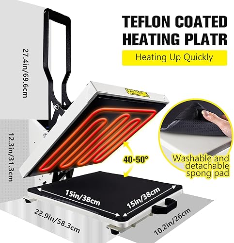 Miniatura 3 de ColorSub Máquina de prensa de calor para camiseta de 15 x 15, máquina de prensa de calor de calidad industrial digital Máquina de prensa de