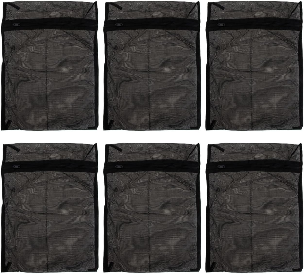 HANABASS Black Mesh Laundry Bags for Bra and Underwear, Fine Mesh Zipper Wash Bags 30x40cm, 6pcs Protective Laundry Pouches for Washing Machine Delicates and Stockings