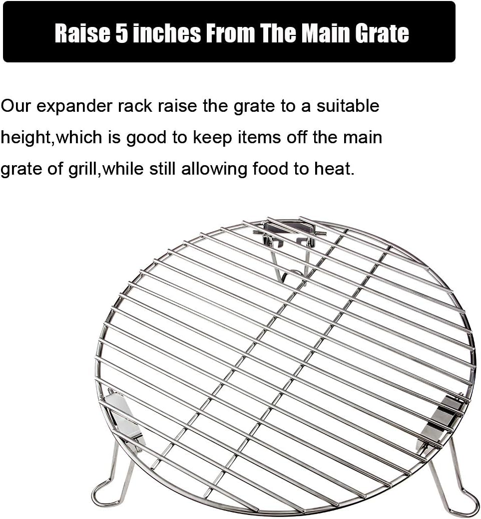Grill Expander Rack Stack Rack Expansion Grilling Rack Stainless Steel Fit Large & XL Big Green Egg Weber Kettle 22 Inches Charcoal Grill Kamado Joe,18" or Bigger Diameter Grill