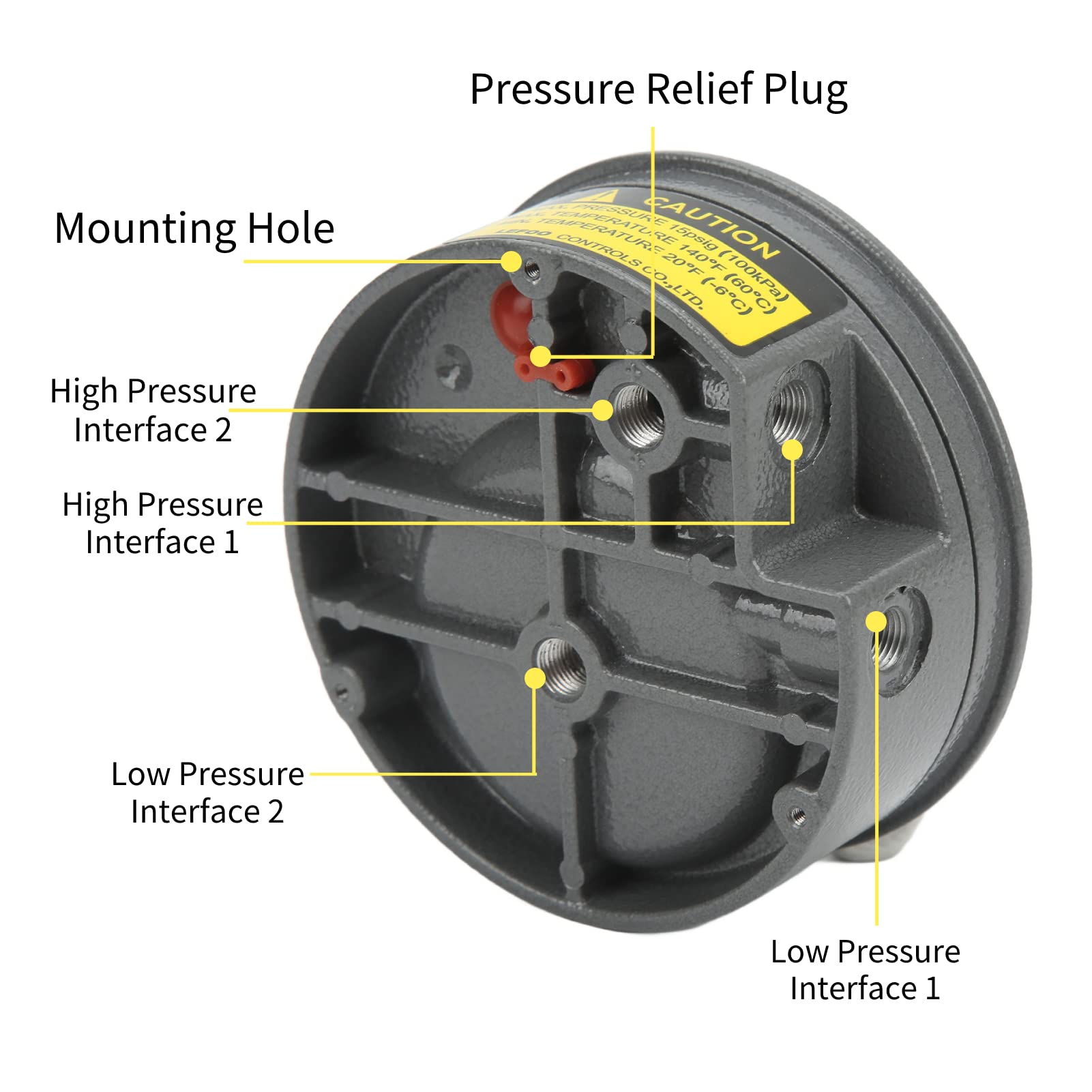 Manómetro Diferencial, Manómetro Industrial de 0 a 60 Pa, Rosca Hembra de 1/8, Rango de Temperatura de -7 ℃ a 60 ℃