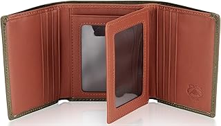 Leather Trifold RFID Wallet For Men With Flip Out ID Holder (Camo)