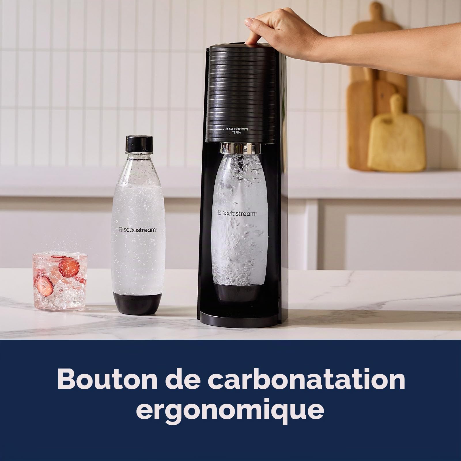 SodaStream – Machine à eau pétillante Terra avec bouteilles de CO2 et DWS (noir)
