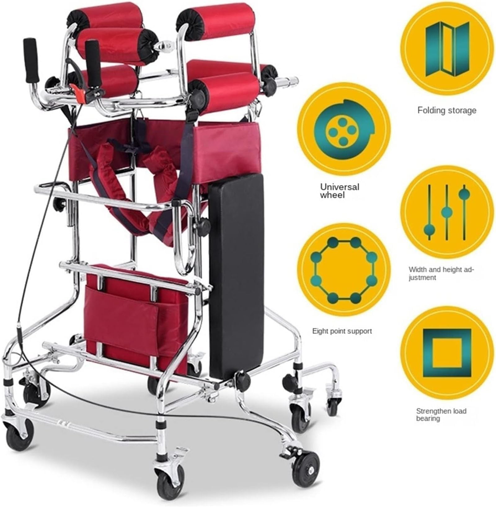 Deambulatore Per Adulti Con Sedile, 8 Ruote, Dispositivo Di Riabilitazione A Piedi Walker Anti-backward Rollover Shelf Tool Anziani Stroke Hemiplegia Walker