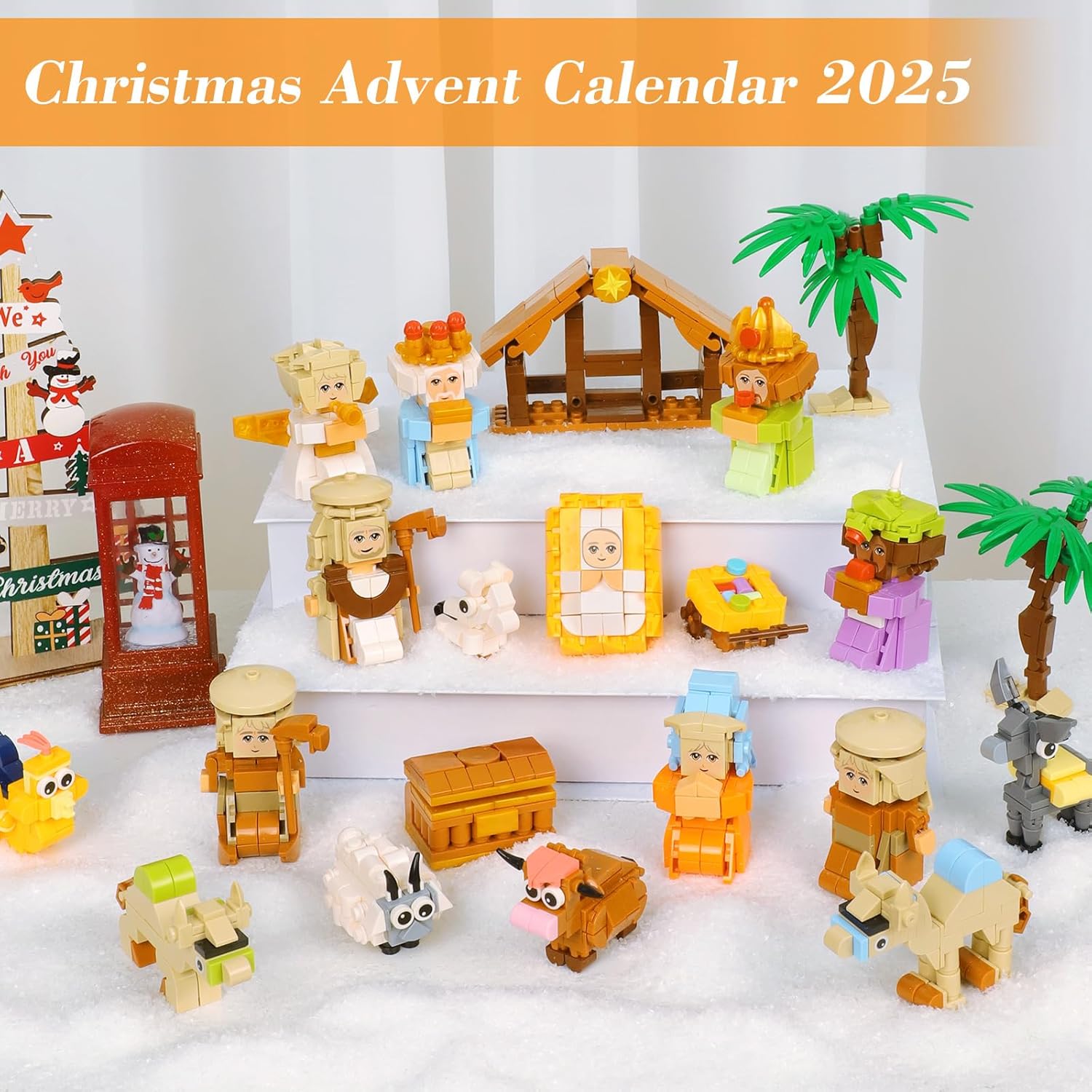Nativity Advent Calendar 2025 Building Blocks – 24 Days Christmas Countdown Set with Nativity Scene Figures, Holiday Building Toy Kit for Kids, Boys, Girls, Teens & Adults Ages 6+