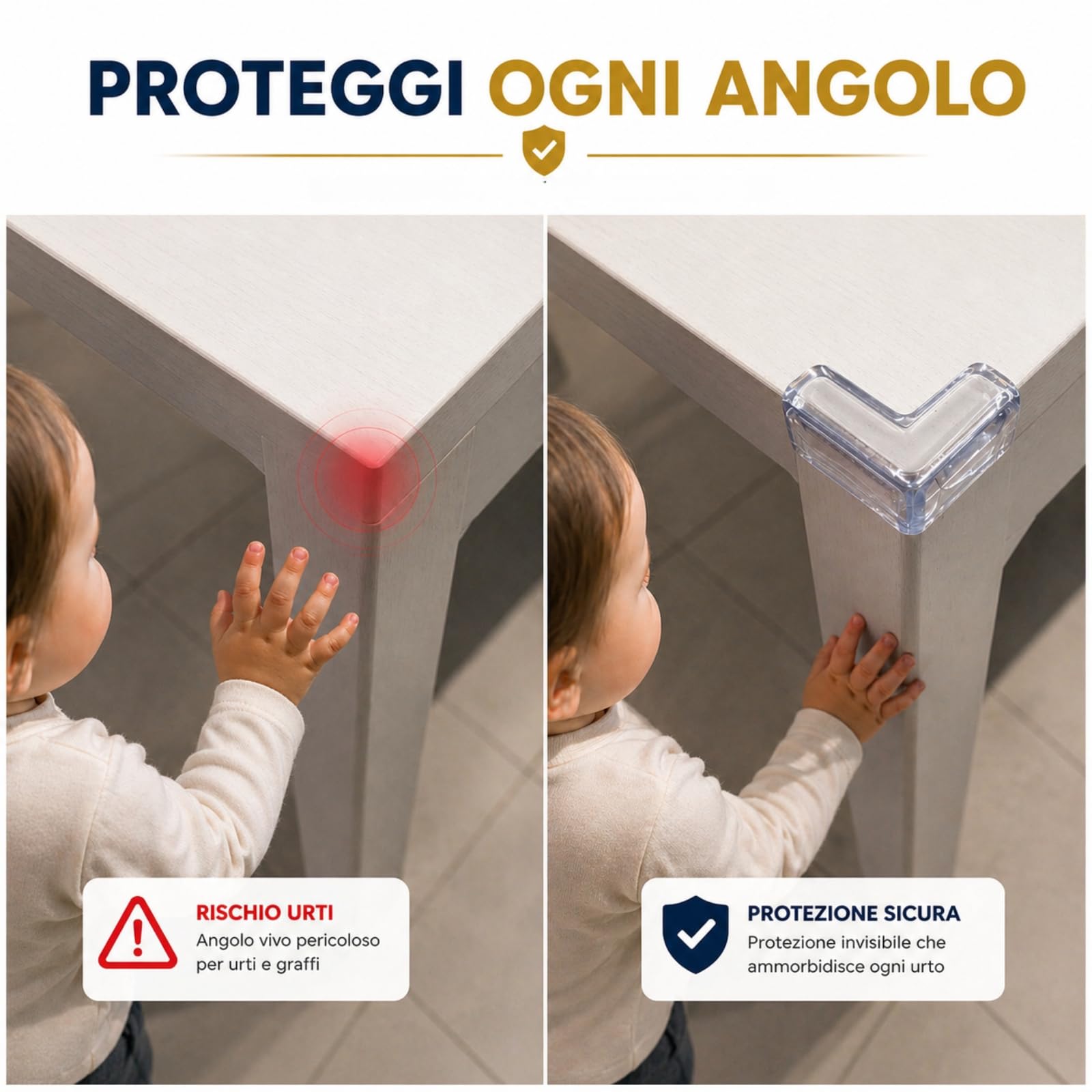 Paraspigoli Bambini 12 Pezzi Angolari PVC Trasparenti Copri Spigoli Tavolo Protezione Casa