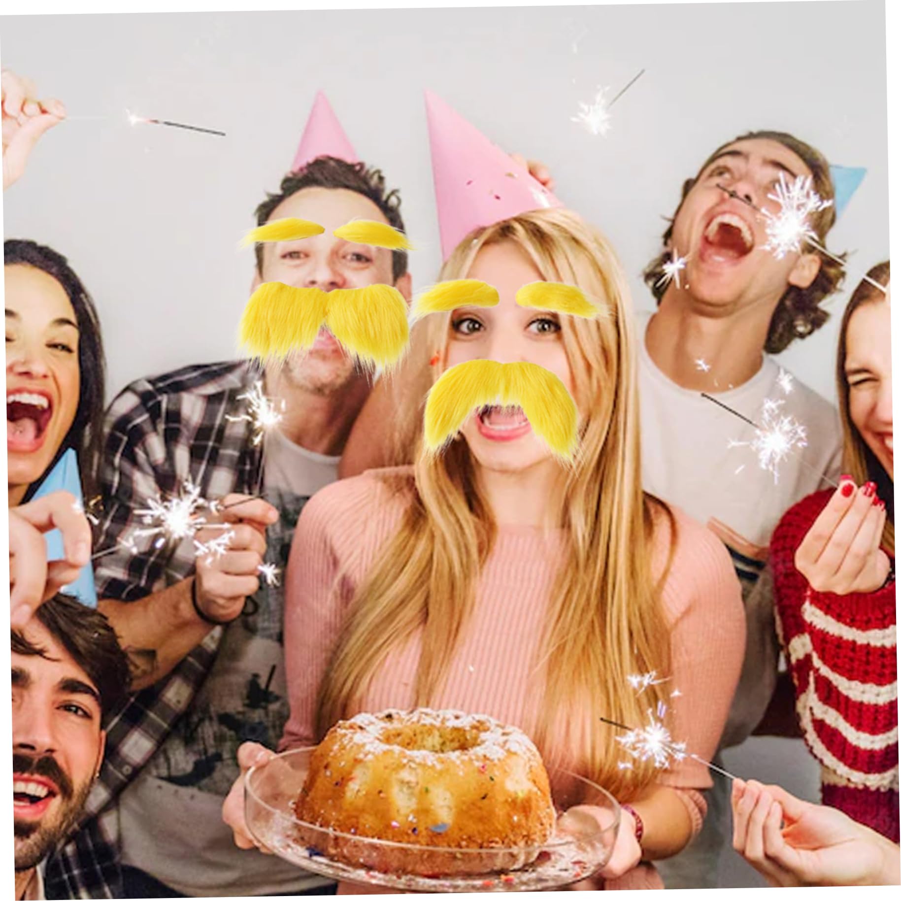Barbe Et Sourcils Jaunes Autocollants – Déguisement Halloween, Noël, Cosplay, Fêtes Déguisées