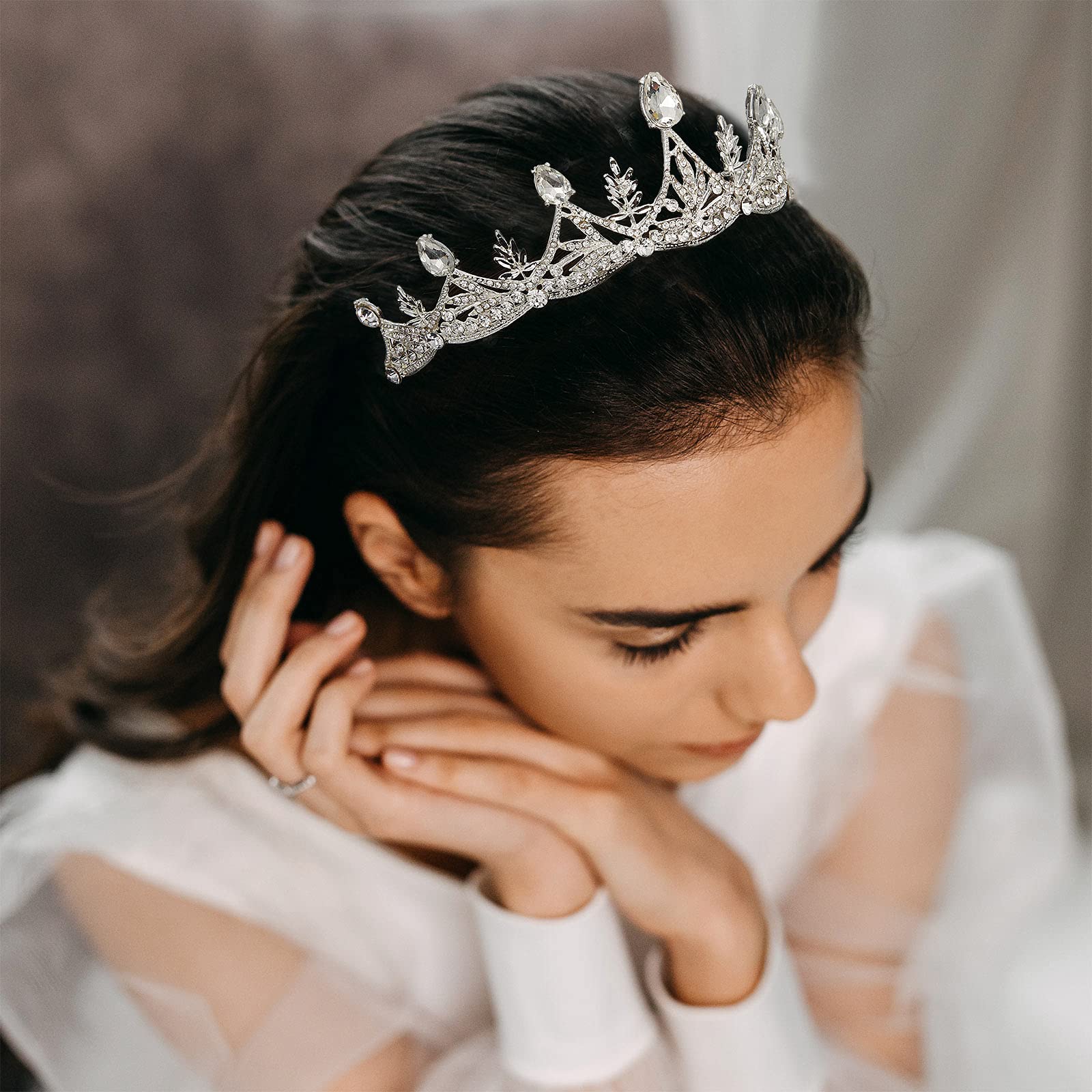 Tiara, prom, bridal crown, bridal tiara, bride Amazon.com: Gold Quinceanera Crown Heart Shaped Zirconia  main image 3