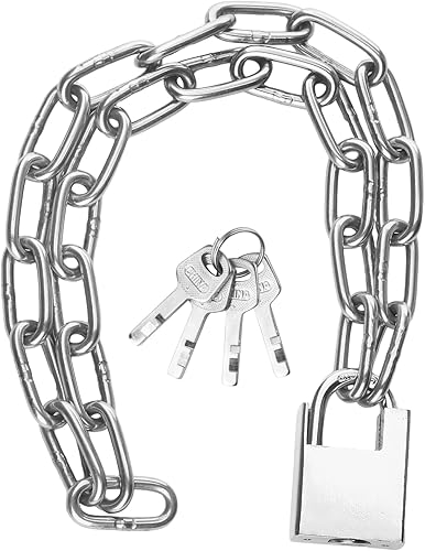 Cerradura de cadena de seguridad de acero inoxidable de 40 pulgadas con candado anticorte y 2 llaves, protección antirrobo resistente para