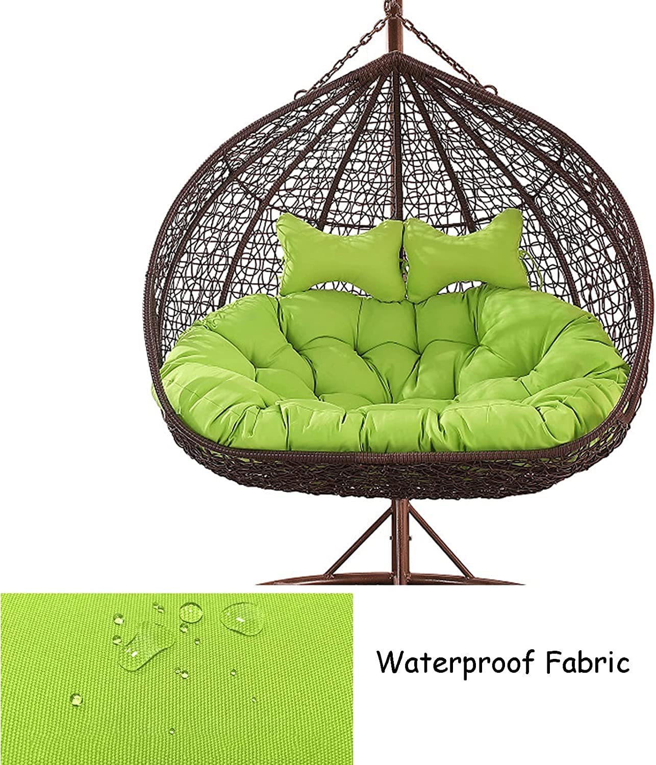 Coussin de balancelle double suspendu - Imperméable et amovible - Coussin de berceau avec oreiller - Convient pour l'extérieur terrasse jardin