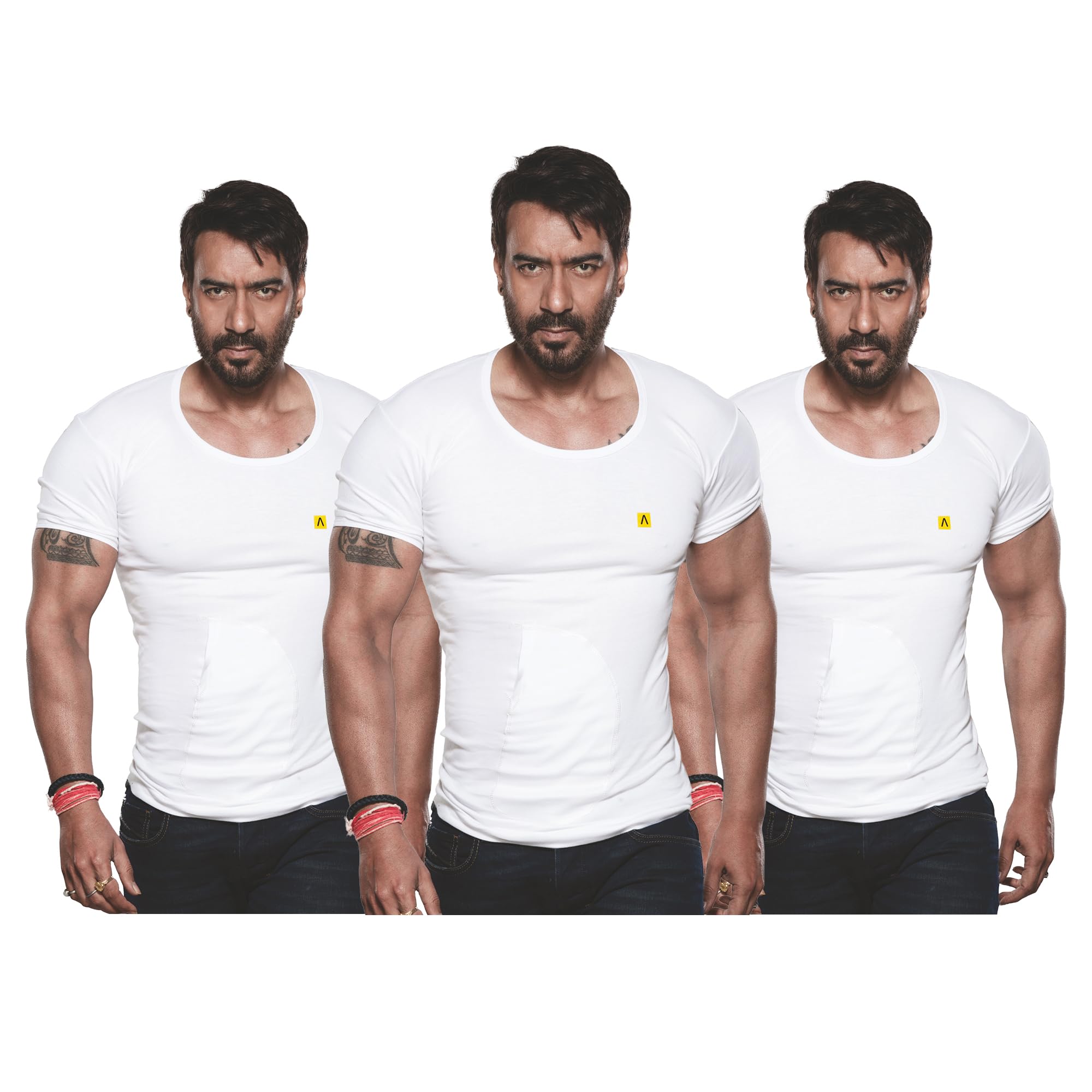 amul comfy Men's Cotton White Interlock-Fabric Vest with Pocket and Half Sleeve Pack of 3.-picture-27