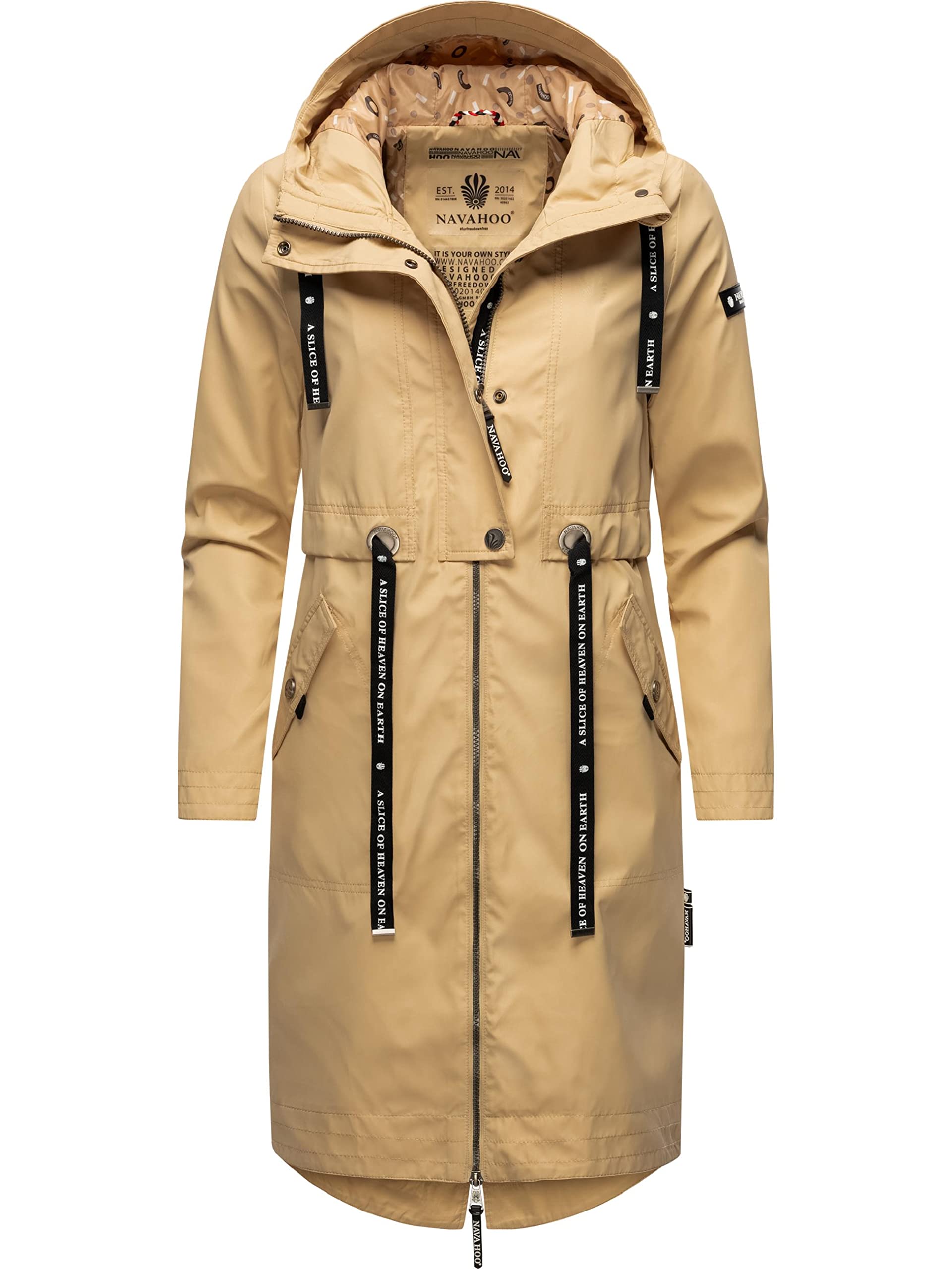 Navahoo Women's Beige Josinaa Parka Lightweight Transition Jacket With Hood Xs-3Xl, Xl