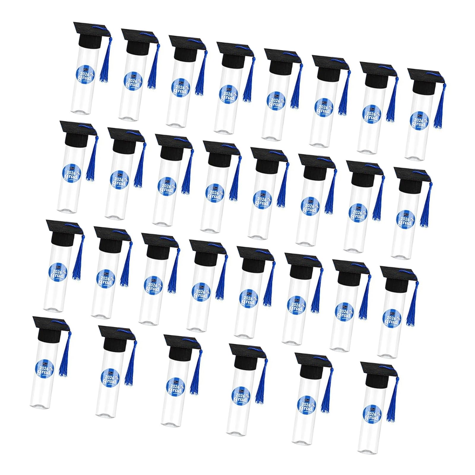 Piceioep 30PCS Academic Achievement Sweet Holders Featuring Cap Toppers and Decorative Labels for Ceremony Bulk Graduation Candy Boxes
