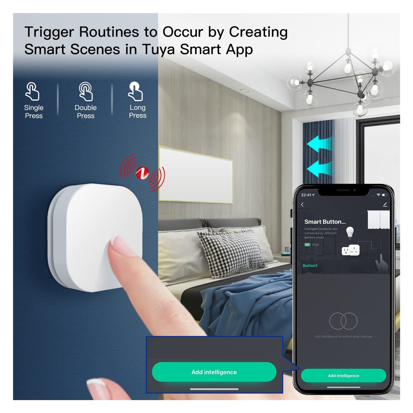 Interruttore Intelligente, Tuya ZigBee Smart Key Switch Telecomando Wireless Key Controller Collegamento Multi-Scena Smart Switch Automazione alimentata a Batteria,Smart Switch WiFi(4 PCS)