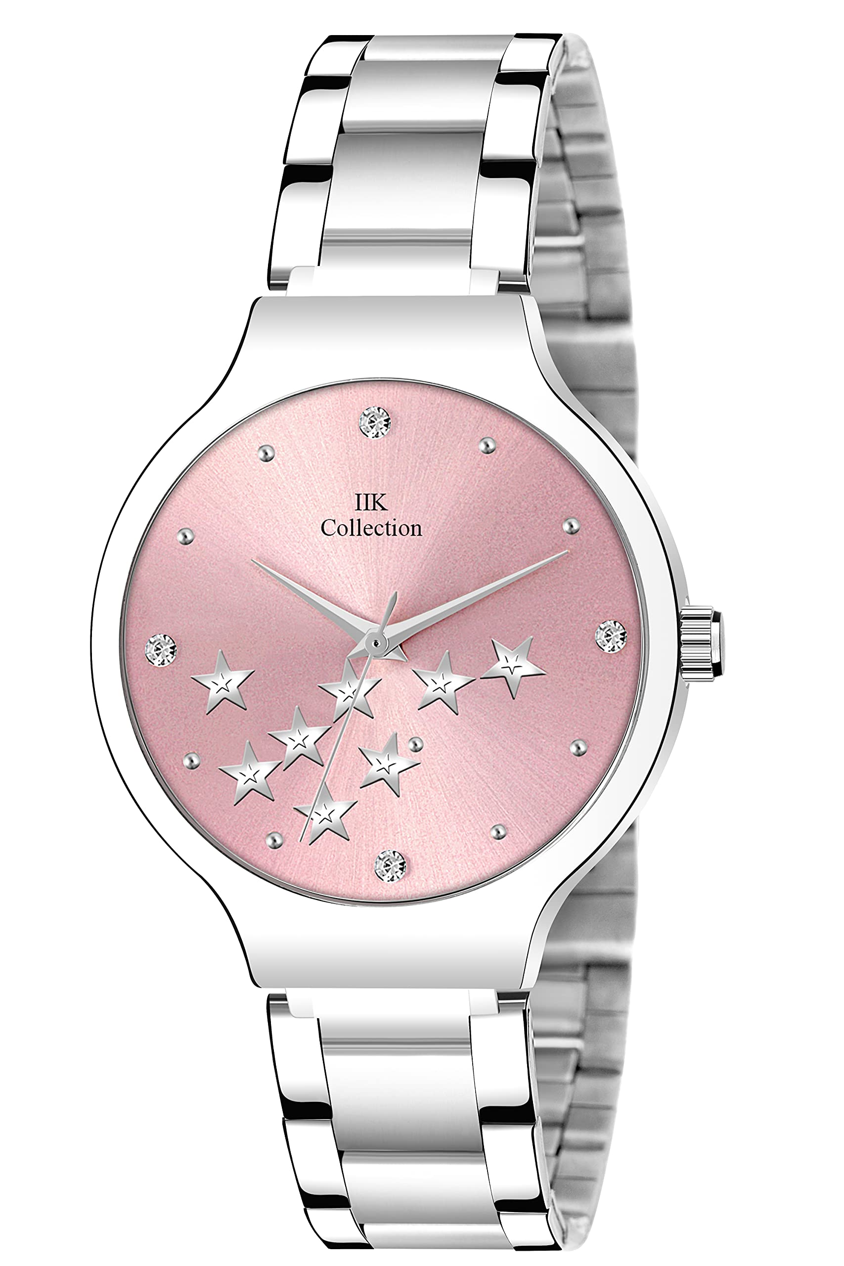 IIK COLLECTION Watches for Women Round Studded Dial |Analogue Quartz Movemnet Ladies Watch|Long Battery Life|Stainless Steel Adjustable Bracelet Chain Strap|Double Lock Clasp Safety Watches for Girls (B097MP1NJ6) Amazon Price History, Amazon Price Tracker