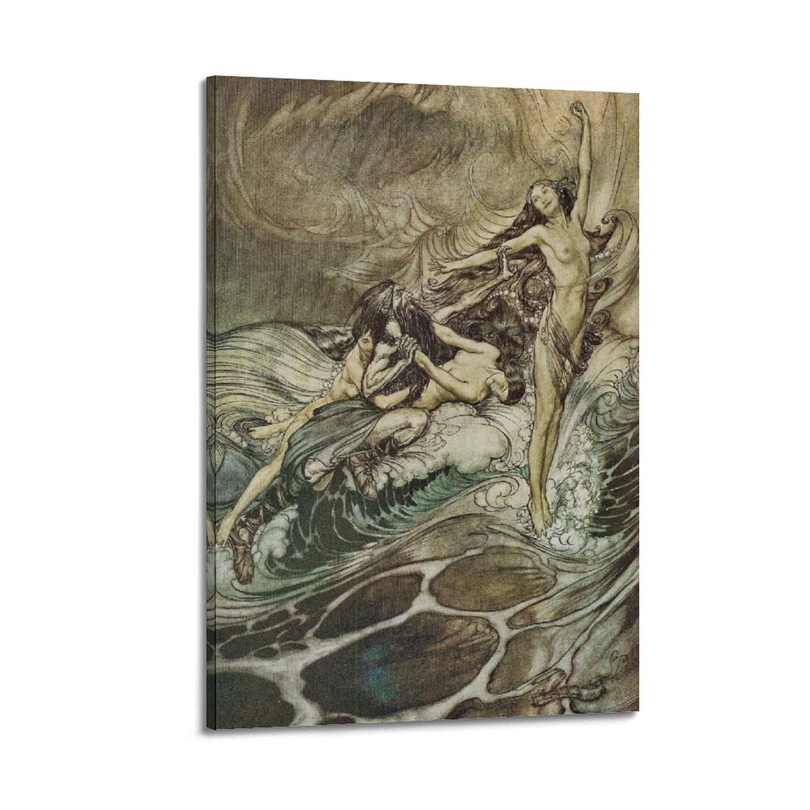 Arthur Rackham Poster The Rhinegold And The Valkyrie Canvas Art And Wall Art Picture Print Modern Family Bedroom Decors 08x12inch(20x30cm)