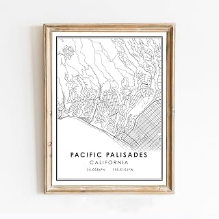 Modern Black & White Poster of pacific palisades los angeles | 11x17 12x18 16x24 24x36 Unframed Print Wall Art | Minimalism City Traveler Gift | Minimalist Home Office Decor 2