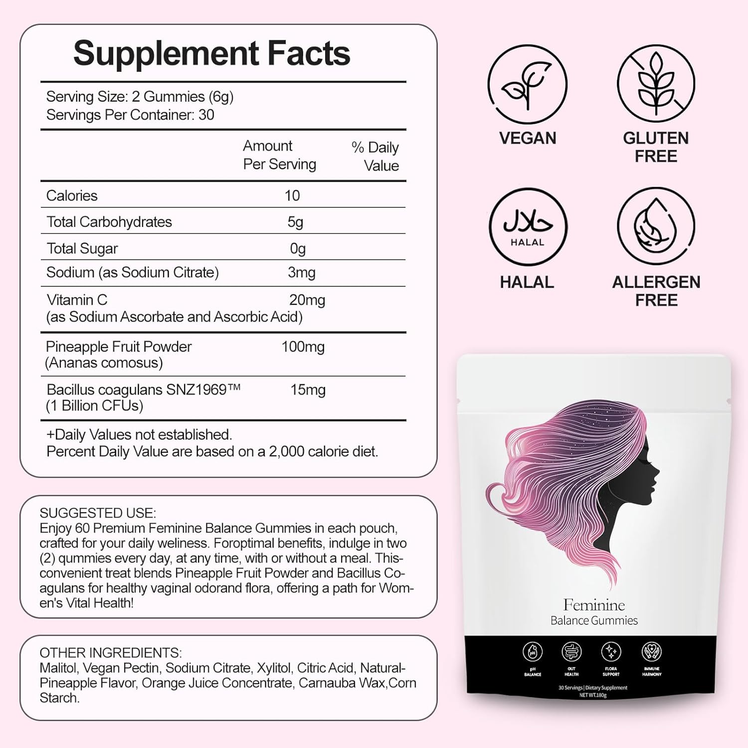 Feminine Balance Gummies, Pineapple Gummies for Women Ph, Probiotic Blend Hawaiian Pineapple Flavored 60 Gummies - Image 7