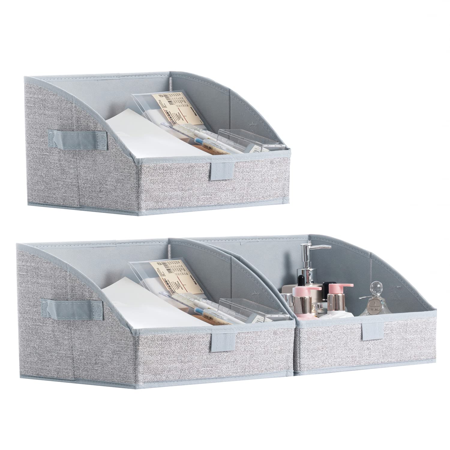 Decorative Trapezoid Storage Bin Boxes for Shelves(11.4x 11.4 x 7.9’’),Fabric Closet Organizer Shelf Box Bins with Handle,Home Office Storage Baskets, 3-Pack
