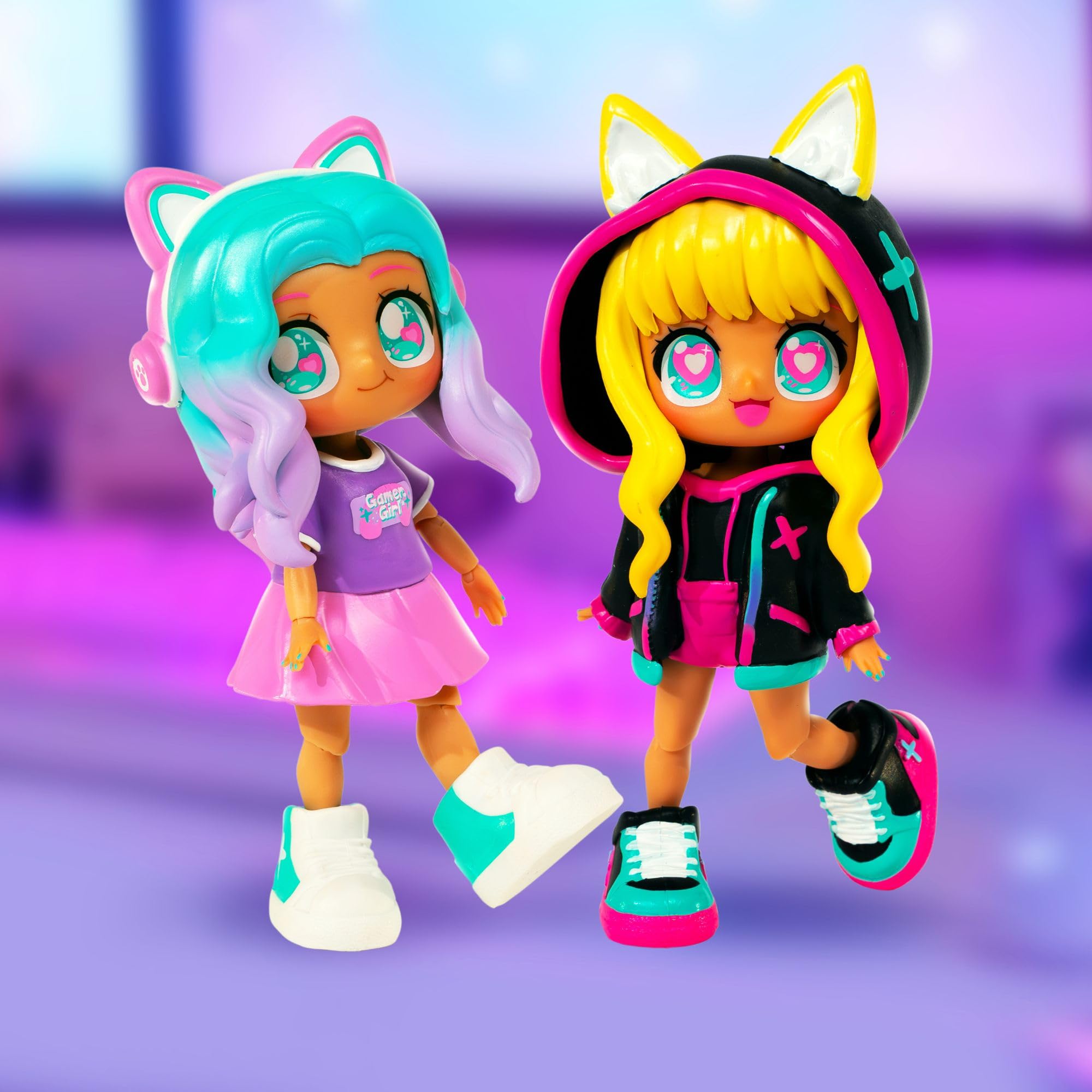 Animakii Fashion Dolls, Customisable Cyberpunk + Gamer Style, 5” Fashion Doll with 32 Looks in One, Doll Accessories, Clothes - Image 3