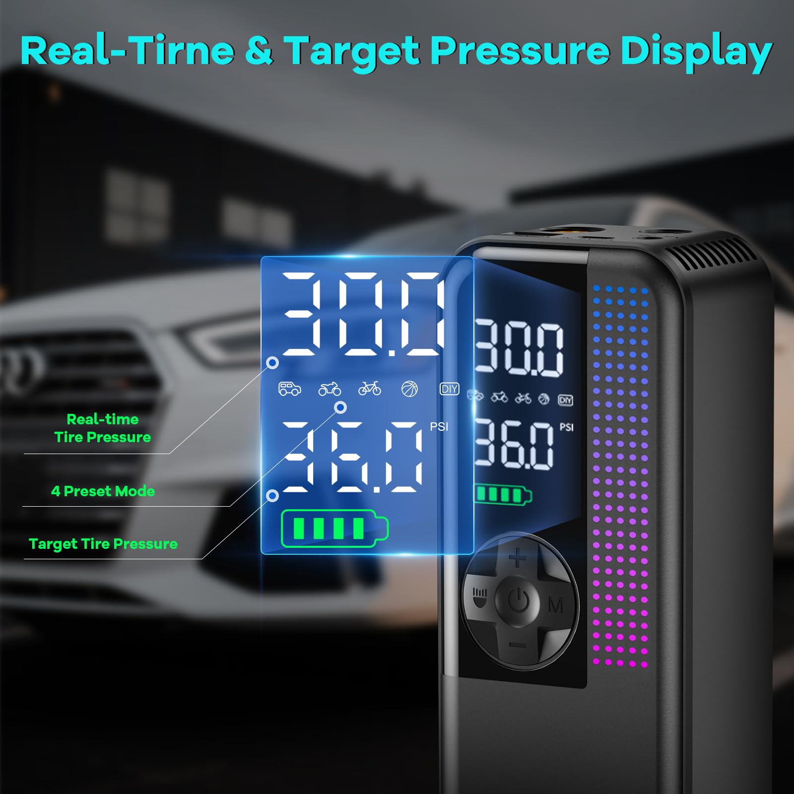 Tire Inflator Portable Air Compressor 150 PSI Cordless Air Pump Dual Power 6000mAh 12V DC Car Plug Fast — view 5