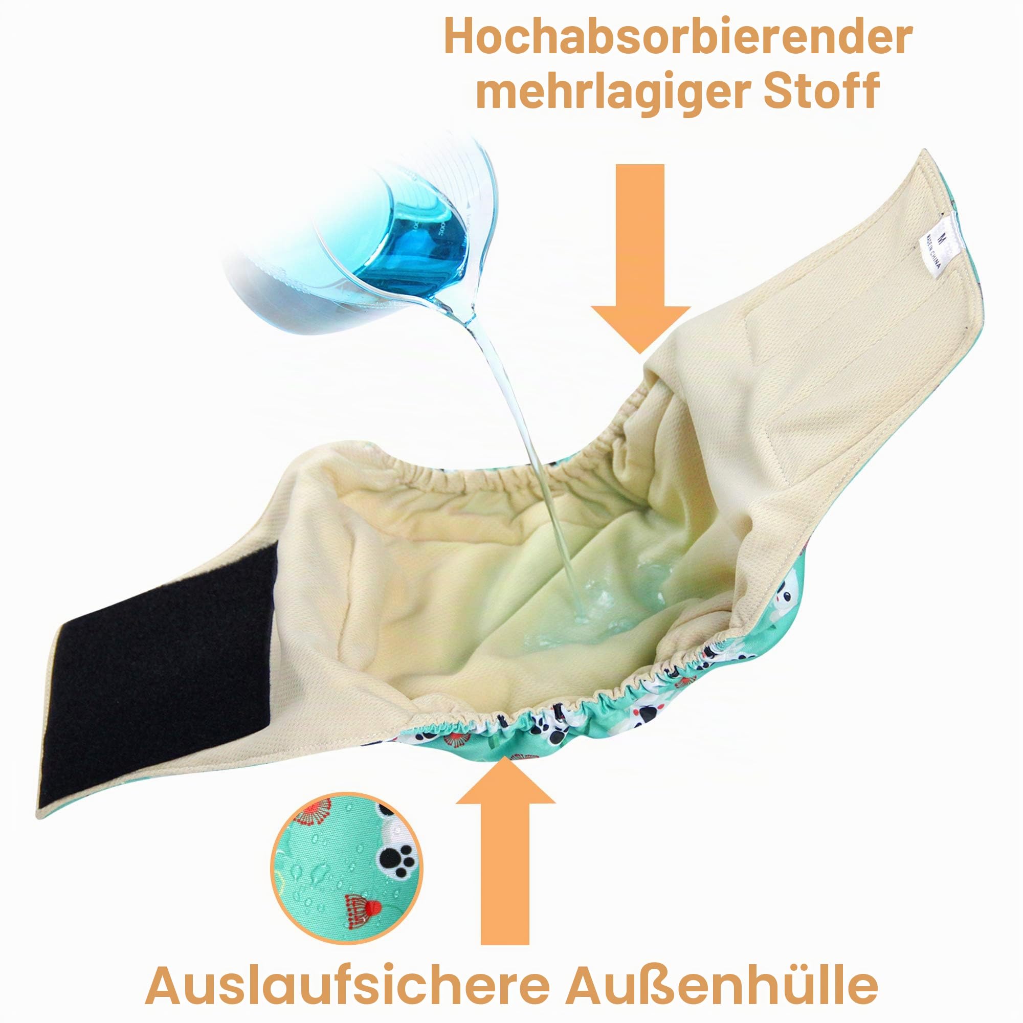 Langsprit Bauchbänder für Männer (3 Stück) – hochabsorbierende Hundewickel für männliche Hunde, waschbar, Wiederverwendbare Windeln für Rüden (Schwarz, XL)