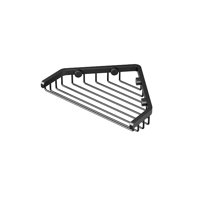 Gatco 1495MX Shower Basket 7 Inch Matte Black Wall Mounted Stainless Steel Shower Caddy Shelf For Bathroom Storage