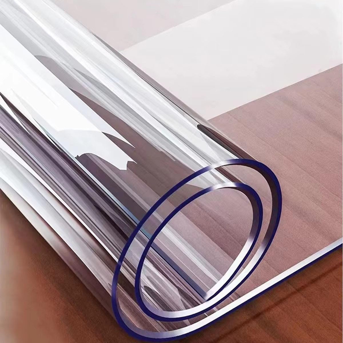 QBYRSSS Transparent Table Cover Protector Customized Transparent Waterproof Table Foil with Beveled Edge 3mm Thickness Clear 80×190cm