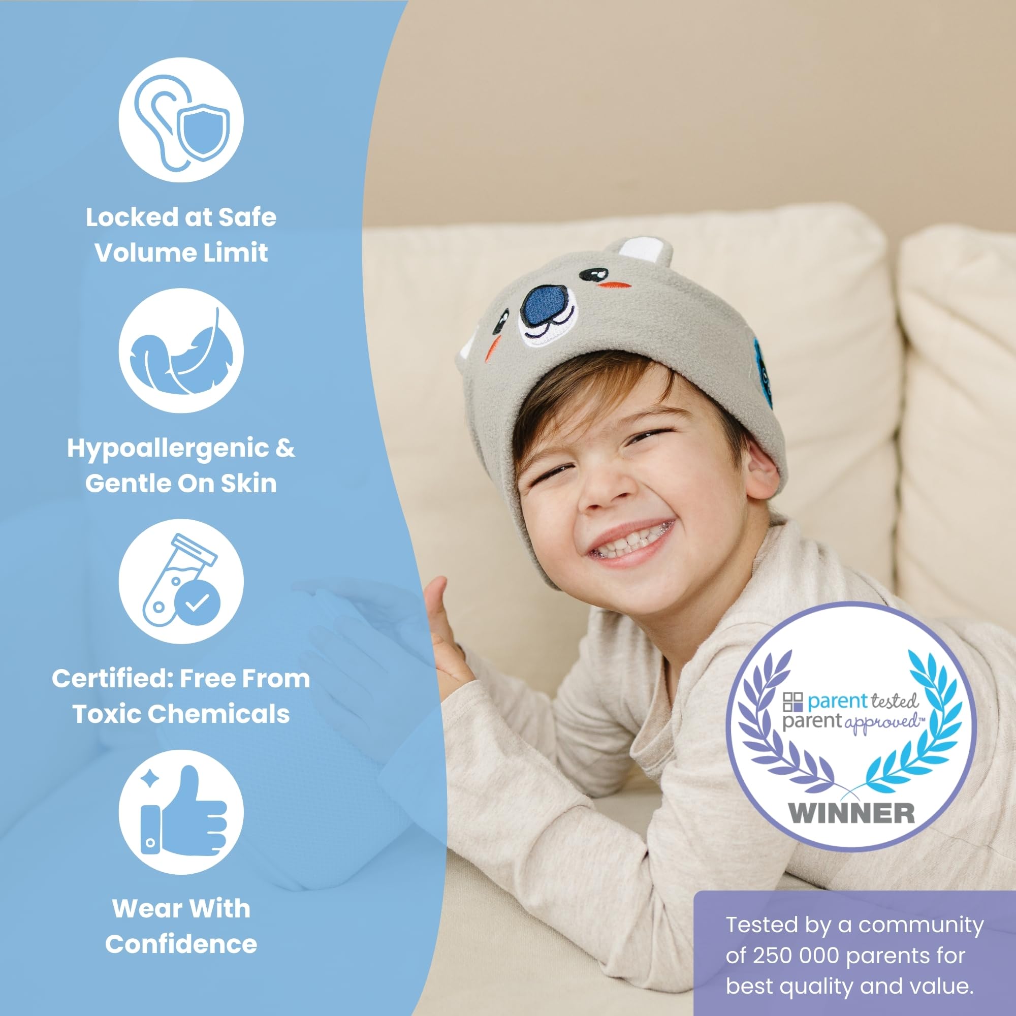 3.0 - Cuffie originali per bambini, fascia wireless Bluetooth, comode cuffie per aereo, limite di volume sicuro, regolabili, per viaggi, scuola e sonno (Sparkle)