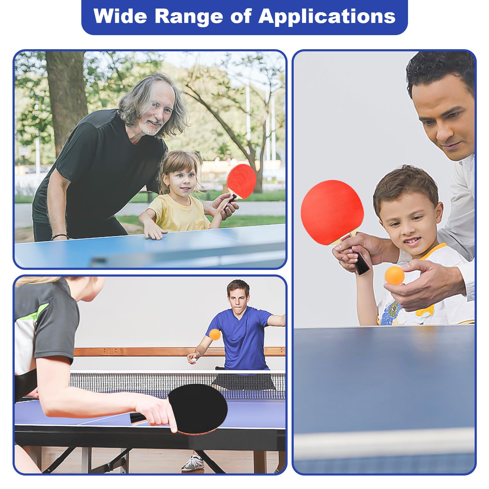 Xpieoyrm 2 Set di racchette da ping pong, Ping Pong Set includere 4 Racchette Ping-pong 8 palline e borsa, Custodia per Accessori da Ping pong per Interni ed Esterni, per Principianti ed Esperti