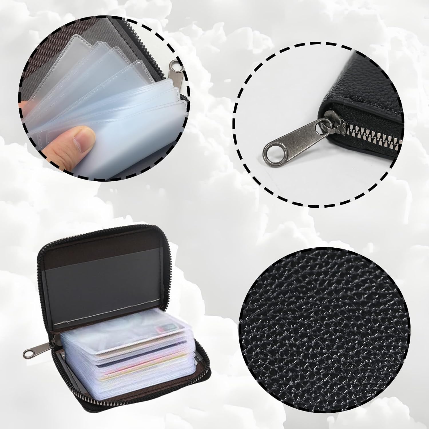 1 Pack Credit Card Holder Genuine Leather, 20 Slots
