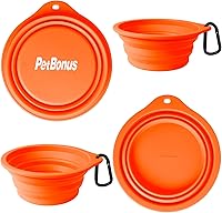 Vista 3 de PetBonus 2-Pack Silicone Collapsible Dog Bowls and Dog Collar Safety Clip