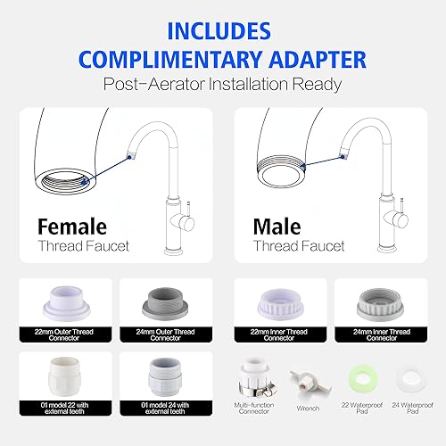 Miniatura 5 de sumerain Filtro de agua reductor de plomo para grifo de fregadero, sistema de filtración de agua de montaje vertical en grifo, reduce el 99% de