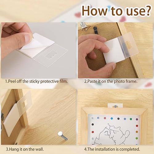 Miniatura 4 de Paquete de 30 ganchos adhesivos de plástico con dientes de sierra, colgador de fotos, sin ganchos de uñas, colgador adhesivo para tablero de espuma