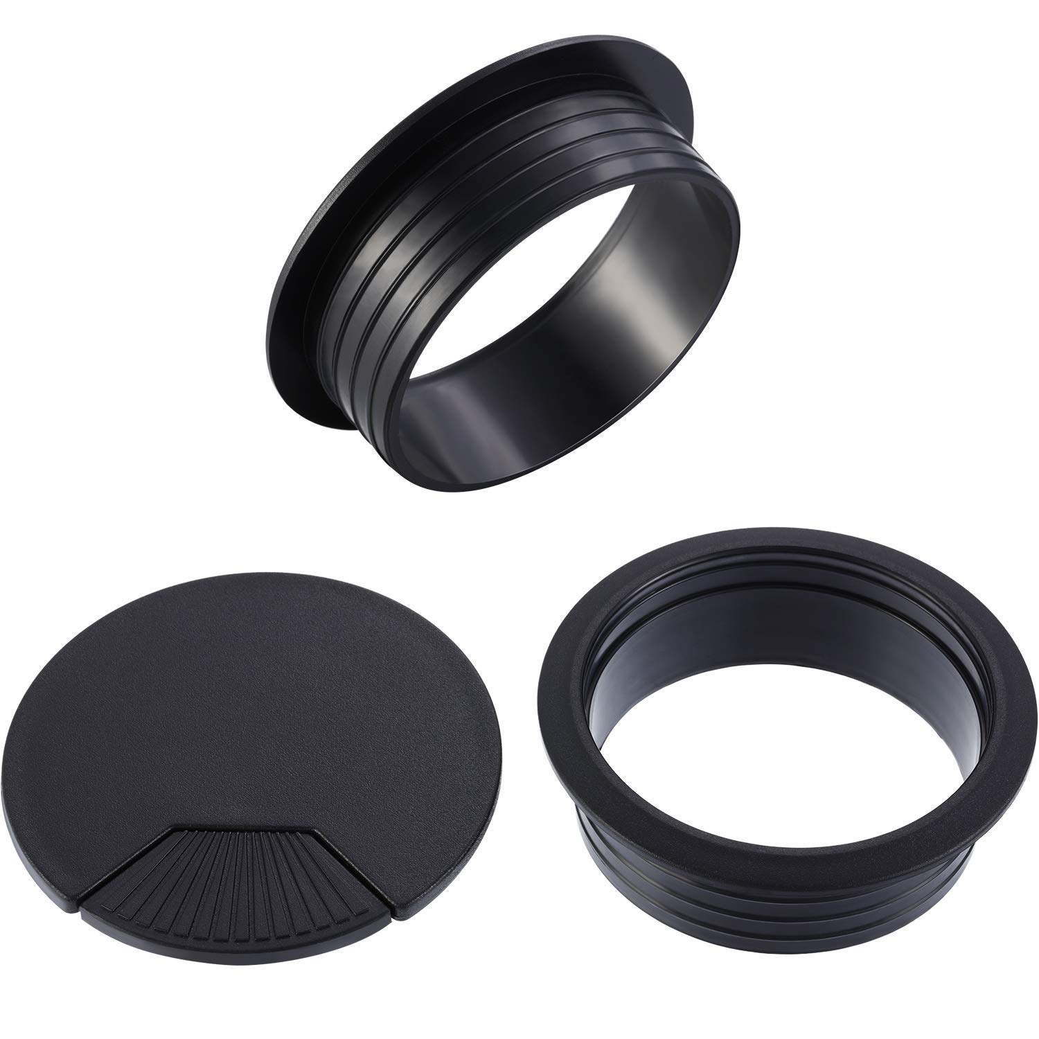 10 Stück Kabeltüllen Für Computertisch – 60 Mm Lochdurchmesser, Schwarz, Aus Kunststoff