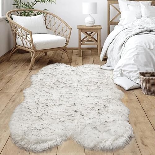 Miniatura 177 de Goolela Alfombra de piel sintética blanca de 2 x 6 pies, alfombra rectangular de piel de oveja sintética para dormitorio, mullida y mullida Blanco