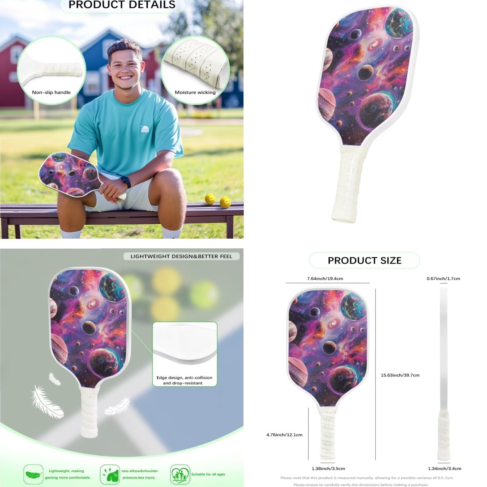 Set di 2 racchette per pickleball, per adulti e adolescenti