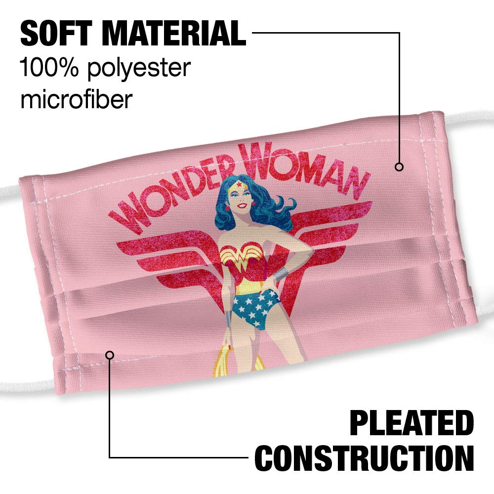 Wonder Woman Sparkle 1-Ply Reusable Face Mask Covering with Adjustable Nose Wire, Unisex