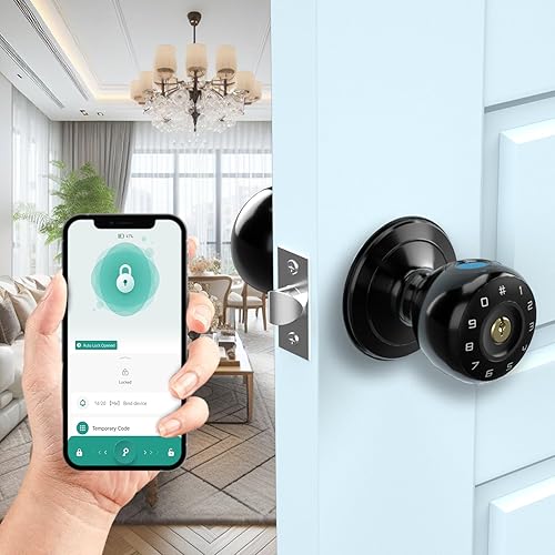 Pomo de puerta inteligente de huellas dactilares, cerradura biométrica con control de aplicación, cerradura de puerta de entrada sin llave,